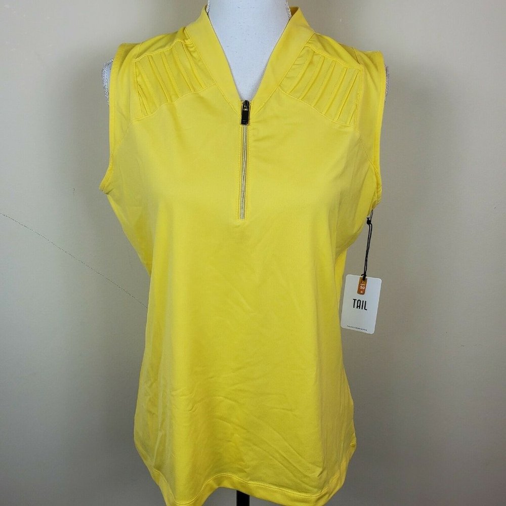 TAIL Yellow Athletic Active Top Golf Shirt UPF 50 Women's Size L Large NWT